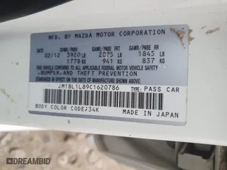 2012 Mazda Mazda3 i Touring with VIN JM1BL1L89C1620786, listed as a Copart auction lot 48023655 with 174,580 mi miles and Salvage Title. Bid and sale history available at carsss.com. Image 12.