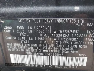 2014 Subaru Outback Limited z VIN 4S4BRCLC5E3308045, wystawiony jako IAAI lot #42346092 z przebiegiem 179 771 mil mil oraz . Historia ofert i sprzedaży dostępna na DreamBid. Obrazek 9.