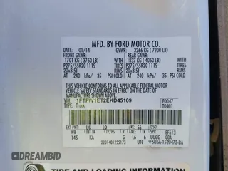 2014 Ford F-150 XL with VIN 1FTFW1ET2EKD45169, listed as a IAAI auction lot 41097338 with 322,775 mi miles. Bid and sale history available at carsss.com. Image 9.