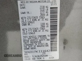 2022 Nissan Murano SL z VIN 5N1AZ2CJ7NC111642, wystawiony jako Copart lot #55221775 z przebiegiem 119 754 mil mil oraz Szkoda całkowita • Salvage title. Historia ofert i sprzedaży dostępna na DreamBid. Obrazek 13.