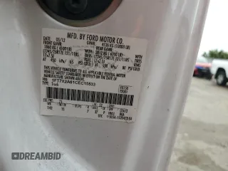 2012 Ford F-250 XL with VIN 1FT7X2A61CEC15533, listed as a Copart auction lot 57883444 with 195,030 mi miles and Salvage title. Bid and sale history available at DreamBid. Image 12.