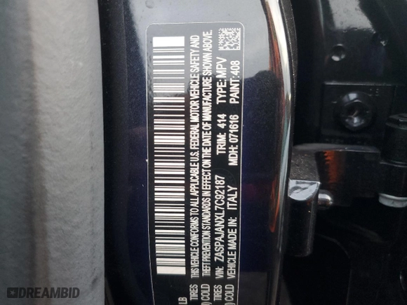 2020 Alfa Romeo Stelvio with VIN ZASPAJANXL7C92187, listed as a Copart auction lot 86453404 with 0 mi miles and Non Repairable. Bid and sale history available at carsss.com. Image 14.