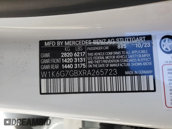 2024 Mercedes-Benz S 580 с VIN W1K6G7GBXRA265723, выставлен на аукционе Copart как лот 44720945 с пробегом 7 926 миль миль и Списание • Salvage title. История ставок и продаж доступна на DreamBid. Изображение 14.