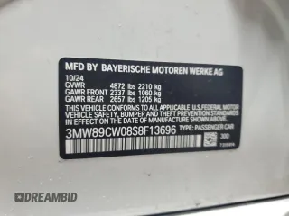 2025 BMW 3 Series 330i xDrive z VIN 3MW89CW08S8F13696, wystawiony jako Copart lot #51581325 z przebiegiem 5 903 mil mil oraz Szkoda całkowita • Salvage title. Historia ofert i sprzedaży dostępna na DreamBid. Obrazek 14.