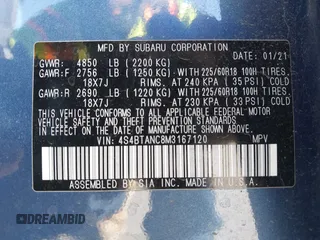 2021 Subaru Outback Limited с VIN 4S4BTANC8M3167120, выставлен на аукционе IAAI как лот 41324094 с пробегом 41 160 миль миль и . История ставок и продаж доступна на DreamBid. Изображение 9.