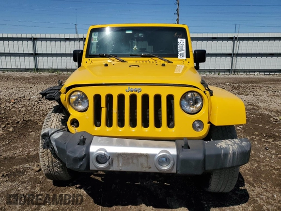 2015 Jeep Wrangler Unlimited Sahara with VIN 1C4HJWEG7FL593355, listed as a Copart auction lot 56784425 with 74,498 mi miles and Salvage title. Bid and sale history available at DreamBid. Image 5.