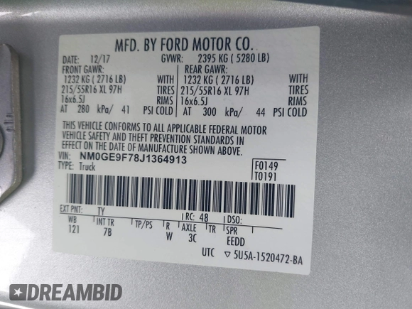 2018 Ford Transit Connect XLT с VIN NM0GE9F78J1364913, выставлен на аукционе IAAI как лот 41569538 с пробегом 143 164 миль миль и . История ставок и продаж доступна на DreamBid. Изображение 9.