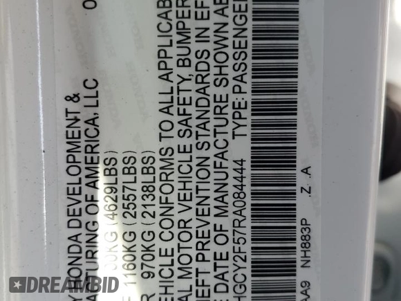 2024 Honda Accord Sport with VIN 1HGCY2F57RA084444, listed as a Copart auction lot 47017905 with 15,808 mi miles and Salvage title. Bid and sale history available at DreamBid. Image 14.
