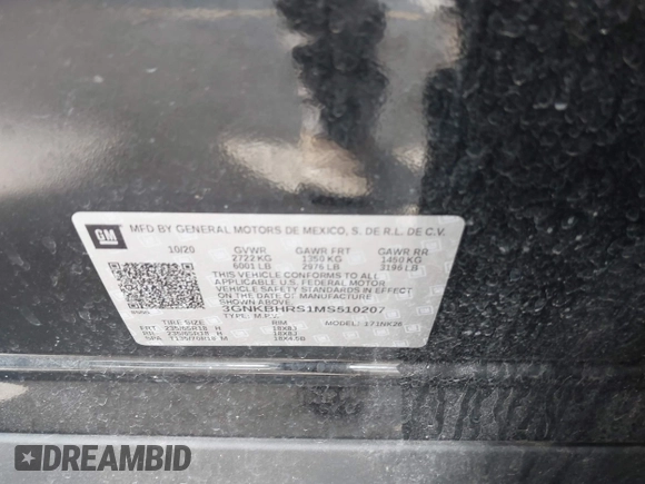 2021 Chevrolet Blazer LT with VIN 3GNKBHRS1MS510207, listed as a IAAI auction lot 41823139 with 45,298 mi miles and . Bid and sale history available at DreamBid. Image 9.
