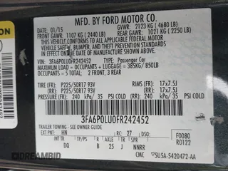 2015 Ford Fusion SE Hybrid with VIN 3FA6P0LU0FR242452, listed as a IAAI auction lot 41790218 with 163,741 mi miles. Bid and sale history available at carsss.com. Image 9.