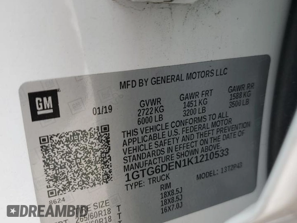 2019 GMC Canyon 4WD SLT with VIN 1GTG6DEN1K1210533, listed as a Copart auction lot 70249144 with 91,131 mi miles and Salvage Title. Bid and sale history available at carsss.com. Image 15.