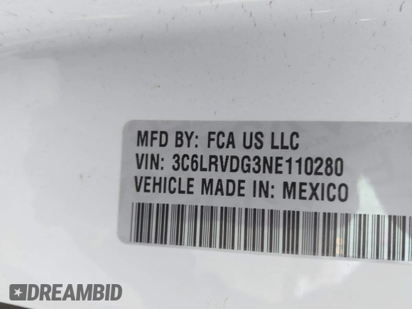 2022 Ram ProMaster Cargo with VIN 3C6LRVDG3NE110280, listed as a IAAI auction lot 40763747 with Not Provided miles and . Bid and sale history available at DreamBid. Image 9.