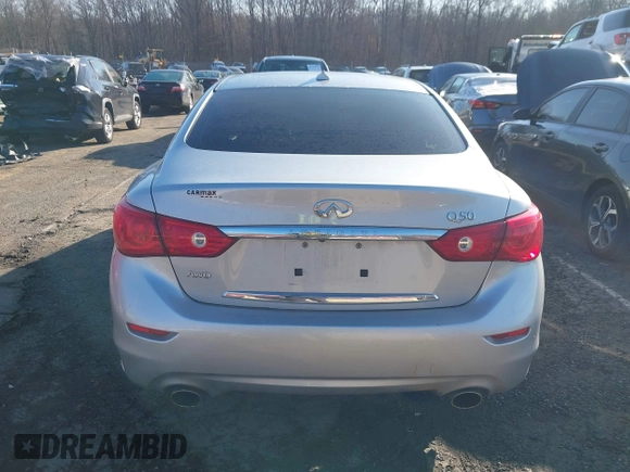 2014 Infiniti Q50 Premium with VIN JN1BV7AR9EM686042, listed as a IAAI auction lot 41737846 with 107,729 mi miles. Bid and sale history available at carsss.com. Image 16.