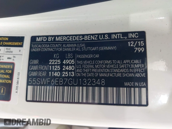 2016 Mercedes-Benz C 450 AMG z VIN 55SWF6EB7GU132348, wystawiony jako IAAI lot #42579809 z przebiegiem 180 873 mil mil oraz . Historia ofert i sprzedaży dostępna na DreamBid. Obrazek 9.