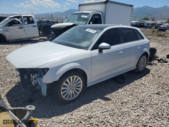 2016 Audi A3 e-tron Premium with VIN WAUUPBFF8GA108548, listed as a Copart auction lot 58087184 with 138,439 mi miles and Salvage Title. Bid and sale history available at carsss.com. Image 1.