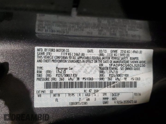 2013 Ford C-Max Energi SEL with VIN 1FADP5CU6DL525230, listed as a Copart auction lot 48048645 with 234,249 mi miles and Salvage Title. Bid and sale history available at carsss.com. Image 14.