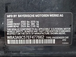 2014 BMW 3 Series 335i with VIN WBA3A9C57EF477662, listed as a IAAI auction lot 41435544 with 129,543 mi miles. Bid and sale history available at carsss.com. Image 9.