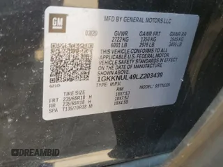 2020 GMC Acadia SLT z VIN 1GKKNUL49LZ203439, wystawiony jako Copart lot #65792924 z przebiegiem 71 913 mil mil oraz Szkoda całkowita • Salvage title. Historia ofert i sprzedaży dostępna na DreamBid. Obrazek 13.