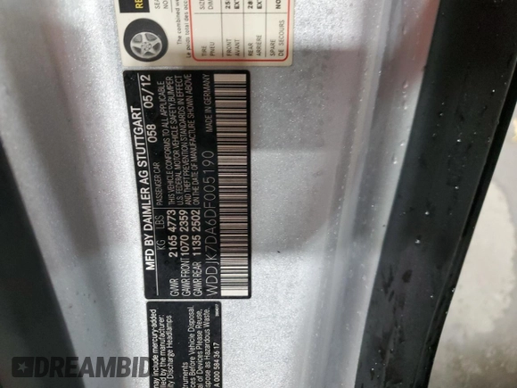 2013 Mercedes-Benz SL 550 z VIN WDDJK7DA6DF005190, wystawiony jako Copart lot #83010114 z przebiegiem 67 052 mil mil oraz Szkoda całkowita • Salvage title. Historia ofert i sprzedaży dostępna na DreamBid. Obrazek 13.