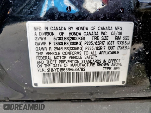 2006 Acura MDX Touring with VIN 2HNYD18636H539782, listed as a Copart auction lot 46629625 with 153,499 mi miles and Salvage Title. Bid and sale history available at carsss.com. Image 13.