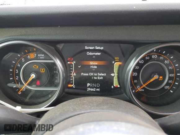 2018 Jeep Wrangler Unlimited Sahara with VIN 1C4HJXEN7JW295223, listed as a Copart auction lot 57385265 with 29,662 mi miles and Salvage title. Bid and sale history available at DreamBid. Image 9.