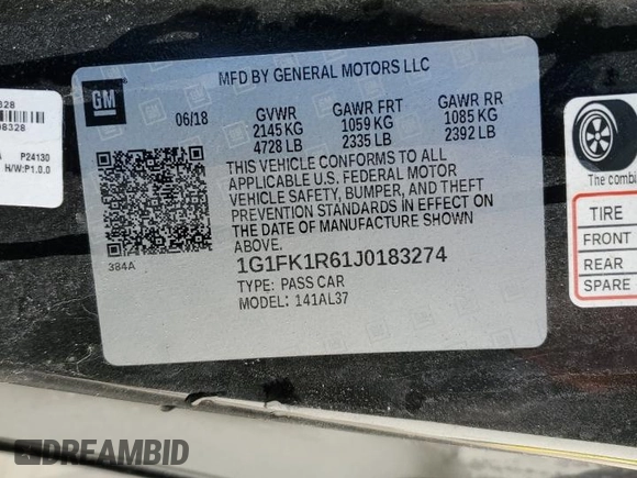 2018 Chevrolet Camaro ZL1 with VIN 1G1FK1R61J0183274, listed as a Copart auction lot 41405865 with Not Provided miles and Non Repairable. Bid and sale history available at carsss.com. Image 12.