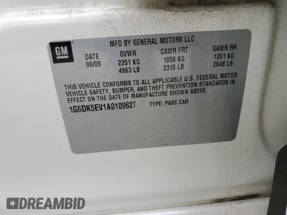 2010 Cadillac CTS with VIN 1G6DK5EV1A0109827, listed as a Copart auction lot 81373964 with 135,425 mi miles and Non Repairable. Bid and sale history available at DreamBid. Image 12.