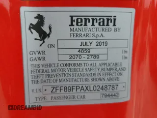 2020 Ferrari Portofino z VIN ZFF89FPAXL0248787, wystawiony jako Copart lot #57488894 z przebiegiem 22 022 mil mil oraz Nie do naprawy. Historia ofert i sprzedaży dostępna na DreamBid. Obrazek 13.