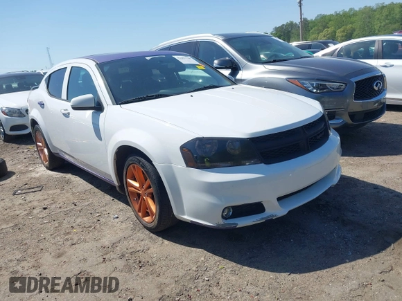 2013 Dodge Avenger SXT z VIN 1C3CDZCB2DN544550, wystawiony jako IAAI lot #42007740 z przebiegiem 85 714 mil mil oraz . Historia ofert i sprzedaży dostępna na DreamBid. Obrazek 1.