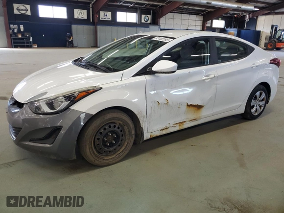 2016 Hyundai Elantra SE with VIN 5NPDH4AE3GH749612, listed as a Copart auction lot 55108195 with 127,105 mi miles and Salvage Title. Bid and sale history available at DreamBid. Image 1.