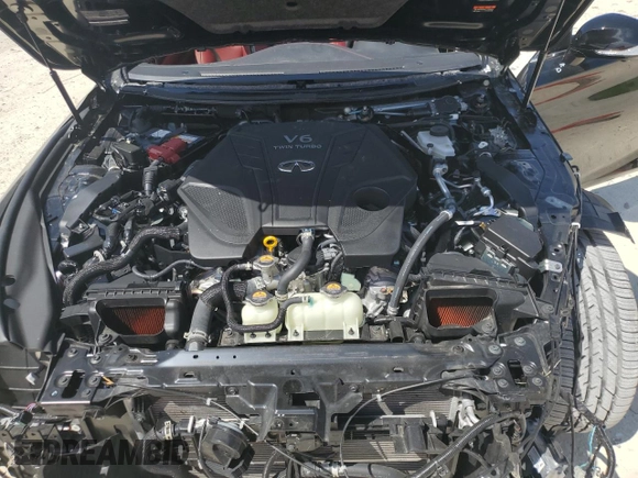 2022 Infiniti Q60 Red Sport 400 with VIN JN1FV7LL7NM680945, listed as a Copart auction lot 69774344 with 9,036 mi miles and Salvage title. Bid and sale history available at DreamBid. Image 11.