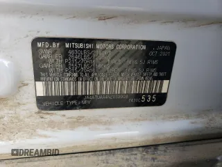 2022 Mitsubishi Eclipse Cross ES z VIN JA4ATUAA4NZ039908, wystawiony jako Copart lot #46615885 z przebiegiem 74 316 mil mil oraz Szkoda całkowita • Salvage title. Historia ofert i sprzedaży dostępna na DreamBid. Obrazek 16.
