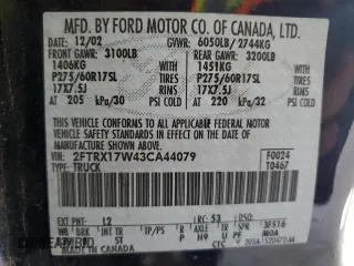 2003 Ford F-150 XL с VIN 2FTRX17W43CA44079, выставлен на аукционе Copart как лот 56494625 с пробегом 275 274 миль миль и Списание • Salvage title. История ставок и продаж доступна на DreamBid. Изображение 12.
