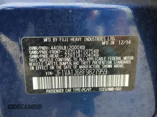 2015 Subaru WRX Limited with VIN JF1VA1J68F9827959, listed as a Copart auction lot 52954645 with 89,595 mi miles and Salvage Title. Bid and sale history available at carsss.com. Image 12.