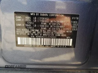 2018 Subaru Outback Premium z VIN 4S4BSACC5J3298992, wystawiony jako Copart lot #55226865 z przebiegiem 37 277 mil mil oraz Szkoda całkowita • Salvage title. Historia ofert i sprzedaży dostępna na DreamBid. Obrazek 13.