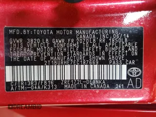 2014 Toyota Corolla L with VIN 2T1BURHE7EC187669, listed as a Copart auction lot 61543495 with 126,386 mi miles and Salvage title. Bid and sale history available at DreamBid. Image 13.