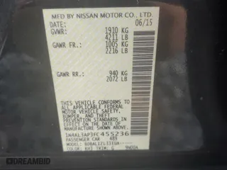 2015 Nissan Altima 2.5 SV with VIN 1N4AL3AP3FC455236, listed as a Copart auction lot 52877615 with 73,776 mi miles and Salvage Title. Bid and sale history available at carsss.com. Image 12.