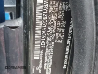 2017 BMW i3 with VIN WBY1Z8C51HV551437, listed as a Copart auction lot 60521015 with 64,343 mi miles and Salvage title. Bid and sale history available at DreamBid. Image 12.