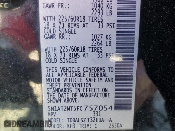 2015 Nissan Rogue SL with VIN 5N1AT2MT5FC757054, listed as a Copart auction lot 50357205 with 179,112 mi miles and Salvage Title. Bid and sale history available at carsss.com. Image 13.