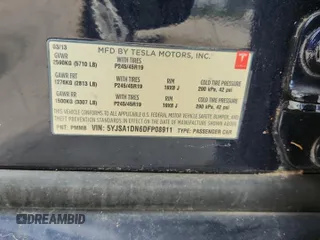 2013 Tesla Model S z VIN 5YJSA1DN6DFP08911, wystawiony jako Copart lot #60751295 z przebiegiem Nie podano mil oraz Czysty tytuł • Clean title. Historia ofert i sprzedaży dostępna na DreamBid. Obrazek 12.