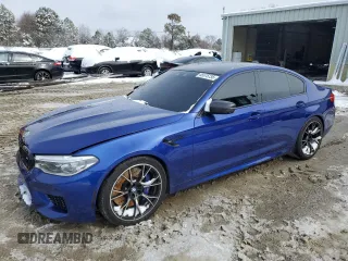 2019 BMW M5 with VIN WBSJF0C57KB446785, listed as a Copart auction lot 45575735 with 0 mi miles and Salvage Title. Bid and sale history available at carsss.com. Image 1.