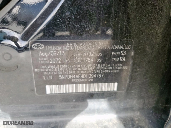 2013 Hyundai Elantra GLS with VIN 5NPDH4AE4DH394767, listed as a Copart auction lot 49319465 with 203,014 mi miles and Clean Title. Bid and sale history available at carsss.com. Image 12.
