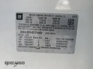 2013 Chevrolet Equinox LS with VIN 2GNALBEK4D1219403, listed as a Copart auction lot 45373425 with 201,868 mi miles and Salvage Title. Bid and sale history available at carsss.com. Image 13.