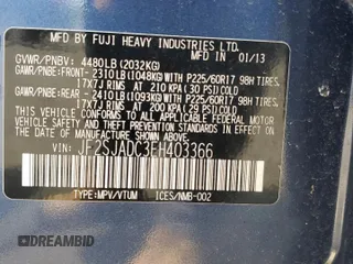 2014 Subaru Forester Premium with VIN JF2SJADC3EH403366, listed as a Copart auction lot 61463335 with 71,571 mi miles and Salvage title. Bid and sale history available at DreamBid. Image 12.