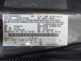 2017 Ford Focus SE с VIN 1FADP3F28HL204391, выставлен на аукционе IAAI как лот 41786975 с пробегом Не указан миль и . История ставок и продаж доступна на DreamBid. Изображение 9.