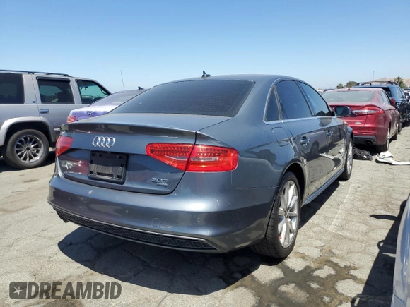 2014 Audi A4 Premium Plus with VIN WAUHFAFL9EN013443, listed as a Copart auction lot 58468394 with 149,965 mi miles and Salvage title. Bid and sale history available at DreamBid. Image 3.