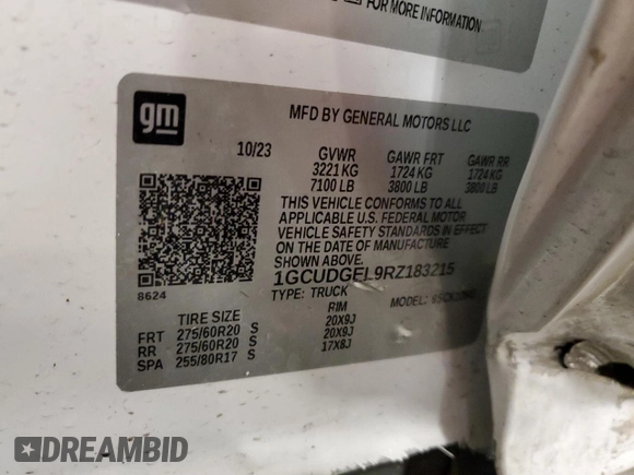 2024 Chevrolet Silverado 1500 LTZ with VIN 1GCUDGEL9RZ183215, listed as a Copart auction lot 84414624 with 12,651 mi miles and Salvage Title. Bid and sale history available at DreamBid. Image 14.