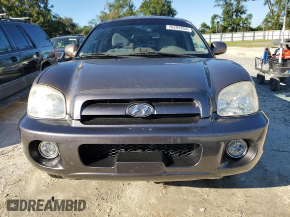 2005 Hyundai Santa Fe GLS with VIN KM8SC13D35U955102, listed as a Copart auction lot 76293854 with 107,406 mi miles and Salvage Title. Bid and sale history available at carsss.com. Image 5.