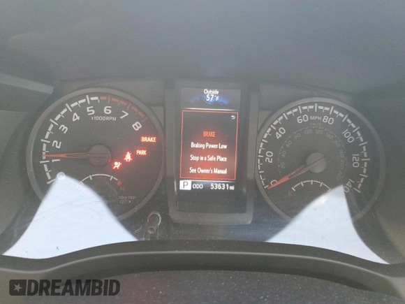 2021 Toyota Tacoma SR with VIN 3TYRX5GN8MT016665, listed as a Copart auction lot 57686725 with 53,631 mi miles and Salvage title. Bid and sale history available at DreamBid. Image 9.