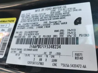 2015 Ford Mustang GT with VIN 1FA6P8CF1F5348234, listed as a IAAI auction lot 42563521 with 95,166 mi miles and . Bid and sale history available at DreamBid. Image 9.